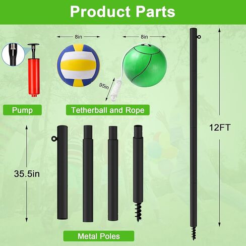 مجموعة كرة الحبل، كرة حبل وحبل بطول 12 قدمًا، عمود كرة حبل قابل للتعديل مع كرة حبل مطاطية ناعمة، مجموعة كرات حبل وحبل مع عمود للحديقة الخلفية في الهواء الطلق in Kuwait