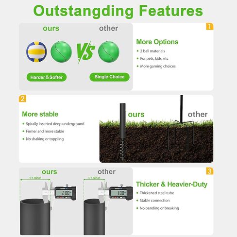 مجموعة كرة الحبل، كرة حبل وحبل بطول 12 قدمًا، عمود كرة حبل قابل للتعديل مع كرة حبل مطاطية ناعمة، مجموعة كرات حبل وحبل مع عمود للحديقة الخلفية في الهواء الطلق in Kuwait