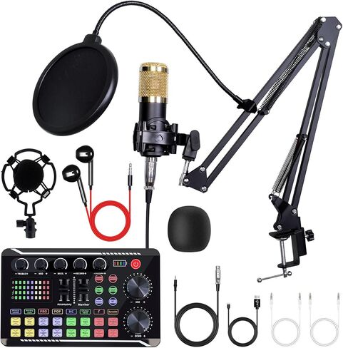Podcast Equipment, Podcast Equipment Bundle with BM-800 Microphone & F998 Sound Card, Professional Voice-Over Equipment for Podcasting, Singing, Gaming, and Live Streaming YouTube Tiktok in Saudi Arabia