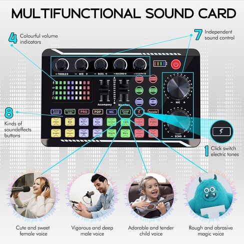 Podcast Equipment, Podcast Equipment Bundle with BM-800 Microphone & F998 Sound Card, Professional Voice-Over Equipment for Podcasting, Singing, Gaming, and Live Streaming YouTube Tiktok in Saudi Arabia