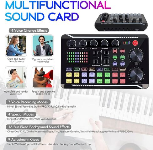Podcast Equipment, Podcast Equipment Bundle with BM-800 Microphone & F998 Sound Card, Professional Voice-Over Equipment for Podcasting, Singing, Gaming, and Live Streaming YouTube Tiktok in Saudi Arabia
