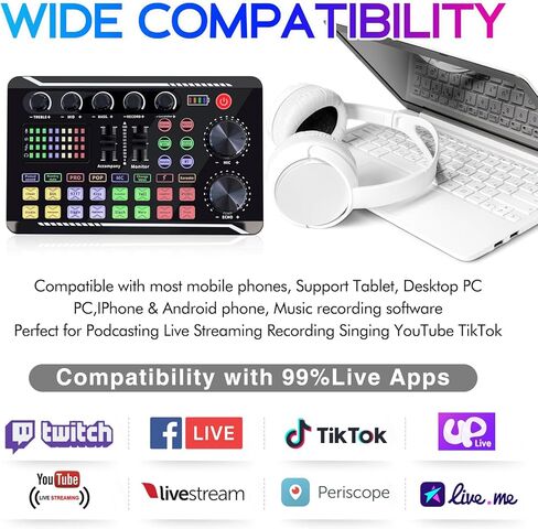 Podcast Equipment, Podcast Equipment Bundle with BM-800 Microphone & F998 Sound Card, Professional Voice-Over Equipment for Podcasting, Singing, Gaming, and Live Streaming YouTube Tiktok in Saudi Arabia