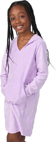 Saint Eve Kids Girls Hooded Terry Cover-Up Dress Long Sleeve Pullover with Front Pocket Soft Terrycloth with Summer Graphics in Kuwait