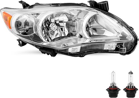 JSBOYAT Headlight Assembly Replacement for 2011 2012 2013 Toyota Corolla 4-Door OE Style Headlamp Replacement Chorme Housing with Amber Reflector in Saudi Arabia