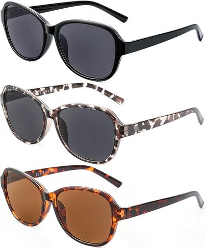 JOLISU 3 Pack Reading Sunglasses for Women, Sun Readers Glasses Spring Hinge Outdoor Sunglasses With UV400 Protection in Kuwait