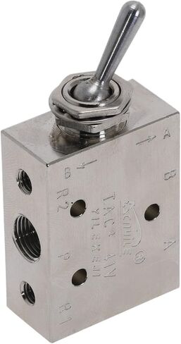 Mechanical Valve TAC2-41V Silver Tone 1/8"BSPT Air Pneumatic 2 Position 5 Way Toggle Shut Off Switch Knob Hand HL2501-V in Saudi Arabia