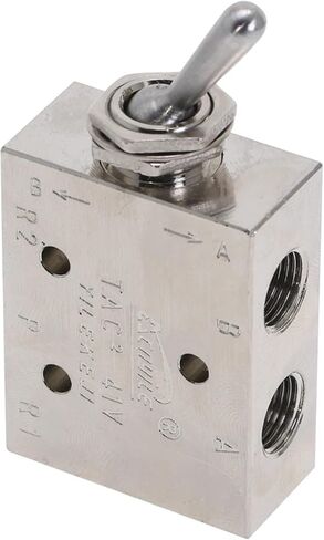 Mechanical Valve TAC2-41V Silver Tone 1/8"BSPT Air Pneumatic 2 Position 5 Way Toggle Shut Off Switch Knob Hand HL2501-V in Saudi Arabia