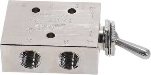 Mechanical Valve TAC2-41V Silver Tone 1/8"BSPT Air Pneumatic 2 Position 5 Way Toggle Shut Off Switch Knob Hand HL2501-V in Saudi Arabia