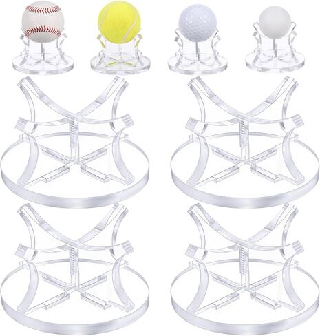 4 Pcs Acrylic Baseball Holder Display Case, Sport Ball Display Rack, Small Ball Stand Holder, Baseball Displays Stand, Suitable for Golf Softball, Tennis Balls Spheres, Clear in Saudi Arabia