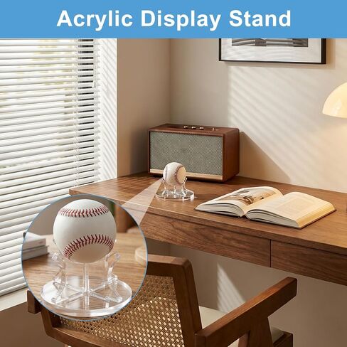 4 Pcs Acrylic Baseball Holder Display Case, Sport Ball Display Rack, Small Ball Stand Holder, Baseball Displays Stand, Suitable for Golf Softball, Tennis Balls Spheres, Clear in Saudi Arabia