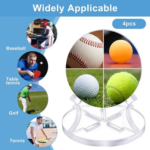 4 Pcs Acrylic Baseball Holder Display Case, Sport Ball Display Rack, Small Ball Stand Holder, Baseball Displays Stand, Suitable for Golf Softball, Tennis Balls Spheres, Clear in Saudi Arabia