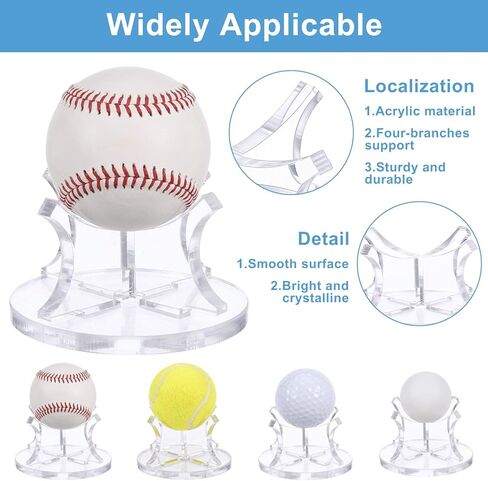 4 Pcs Acrylic Baseball Holder Display Case, Sport Ball Display Rack, Small Ball Stand Holder, Baseball Displays Stand, Suitable for Golf Softball, Tennis Balls Spheres, Clear in Saudi Arabia