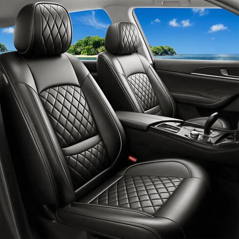 Fit Ridgeline Car Seat Covers for Honda Ridgeline 2007-2025 2026 - Luxury Leather, Anti-Slip, All-Weather Seat Cushions, Waterproof & Breathable, Airbag Compatible, Full 5-Seat Set (Black) in Saudi Arabia