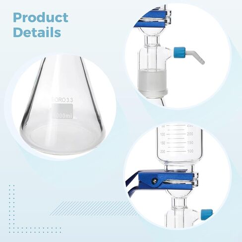 طقم ترشيح فراغي مع قمع زجاجي، جهاز ترشيح مذيب سعة 1000 مل مع غطاء غبار in Kuwait