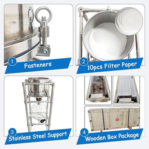 20L Split-Type Vacuum Filtration System, Vacuum Suction Filter, 304 Stainless Steel Buchner Funnel, Borosilicate Glass Flask, -0.098MPa Filtration Apparatus for Lab Solid - Liquid Separation in Kuwait