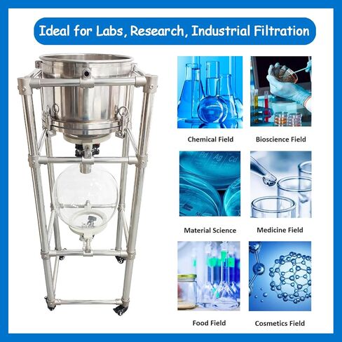 20L Split-Type Vacuum Filtration System, Vacuum Suction Filter, 304 Stainless Steel Buchner Funnel, Borosilicate Glass Flask, -0.098MPa Filtration Apparatus for Lab Solid - Liquid Separation in Kuwait