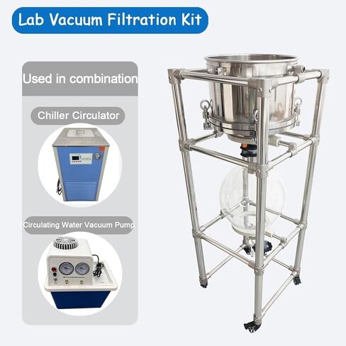 20L Split-Type Vacuum Filtration System, Vacuum Suction Filter, 304 Stainless Steel Buchner Funnel, Borosilicate Glass Flask, -0.098MPa Filtration Apparatus for Lab Solid - Liquid Separation in Kuwait