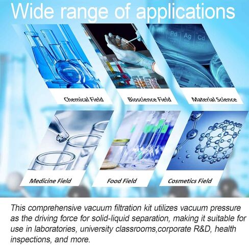 نظام تصفية قمع Buchner سعة 20 لترًا، -0.098 ميجا باسكال، فلتر شفط من الفولاذ المقاوم للصدأ مع صمام تفريغ، ودورق زجاجي وإطار من الفولاذ المقاوم للصدأ، لفصل المواد الصلبة والسائلة in Kuwait