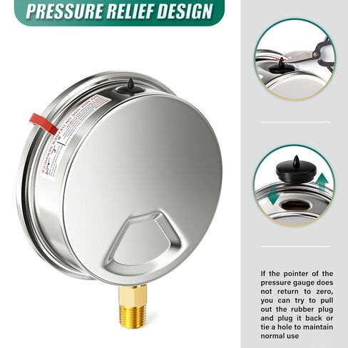 مقياس ضغط مملوء بالسائل من الفولاذ المقاوم للصدأ 0-160 رطل لكل بوصة مربعة، مقاس قرص 4 بوصة، حامل سفلي 1/4 بوصة NPT، للأنبوب، مضخة المياه، الغاز، السائل، اختبار الضغط (مع مؤشر علامة النطاق) in Kuwait