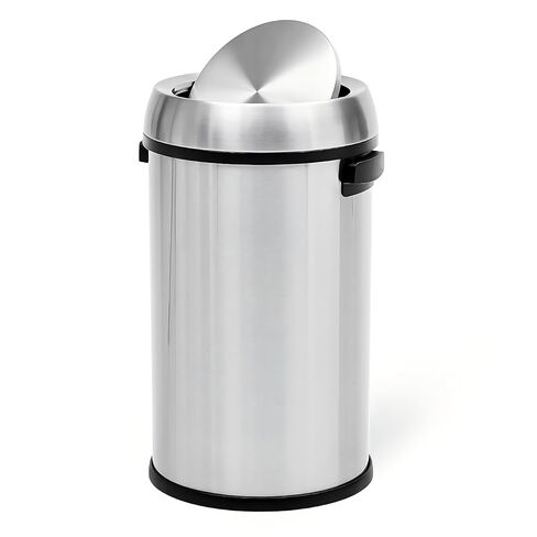 17 Gallon Fingerprint-Proof Stainless Steel Trash Can, Heavy Duty Commercial Round Garbage Bin with Swing Lid for Restaurant, Home, Office, Silver in Kuwait