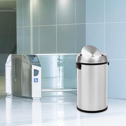 17 Gallon Fingerprint-Proof Stainless Steel Trash Can, Heavy Duty Commercial Round Garbage Bin with Swing Lid for Restaurant, Home, Office, Silver in Kuwait