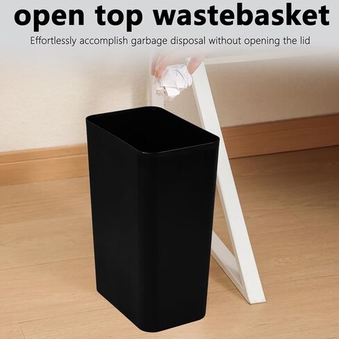 Xowine2-Pack 3 Gallon Silm Open-top Trash Can, Samll Rectangular Wastebasket for Office Kitchen Bathroom, Black in Kuwait