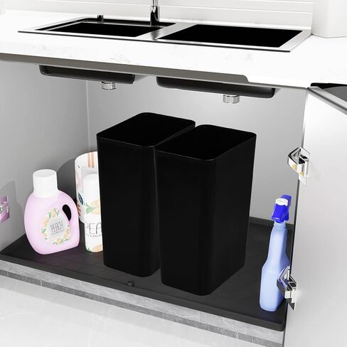 Xowine2-Pack 3 Gallon Silm Open-top Trash Can, Samll Rectangular Wastebasket for Office Kitchen Bathroom, Black in Kuwait