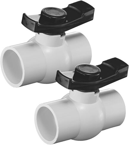 2Pcs 1-1/2 inch PVC Ball Valve, 1.5 inch Shut Off Valve with Easy to Rotate Slip, PVC Ball Valve with "T" Nimble Handle for Swimming Pool, Irrigation, Sewage Pipes in Kuwait