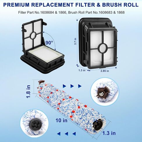 قطع غيار فلتر الفرشاة للمكنسة الكهربائية Bissell CrossWave Turbo 3888A Pet Pro 2306A 1785 الرطبة والجافة، 2 حزمة 1868 بكرات فرشاة متعددة الأسطح، 2 حزمة 1866 مرشحات فراغ، الجزء رقم 1608683 1608684 in Saudi Arabia
