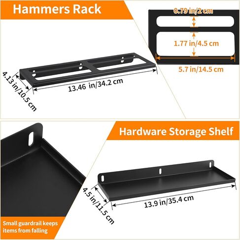 رفوف تخزين الأدوات اليدوية المثبتة على الحائط، منظم مفك البراغي، حامل الكماشات، رف المطرقة، رف تخزين معدني، منظم الأدوات اليدوية للمرآب، ورشة العمل، السقيفة، مجموعة من 4 قطع in Kuwait