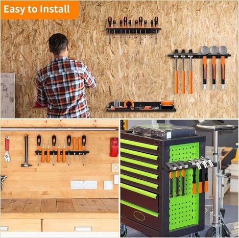 رفوف تخزين الأدوات اليدوية المثبتة على الحائط، منظم مفك البراغي، حامل الكماشات، رف المطرقة، رف تخزين معدني، منظم الأدوات اليدوية للمرآب، ورشة العمل، السقيفة، مجموعة من 4 قطع in Kuwait