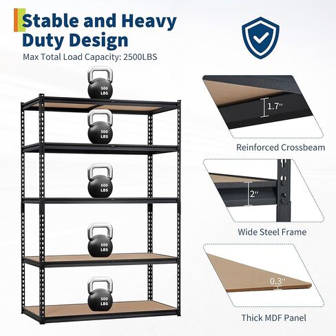 Heavy Duty Garage Storage Shelves, 2400 Lbs Capacity, 4-Tier Adjustable Storage Shelving Unit, 48" L x 24" W x 60" H Metal Shelving Racks for Kitchen Pantry Basement Bathroom Laundry in Saudi Arabia