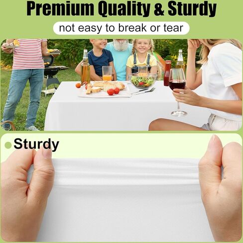 Smiry Disposable Table Cloth - 6 Pack, 54 x 108 Inch Waterproof Rectangle Tablecloths for Parties, Decorative Plastic Table Cover, Leakproof & Sturdy, White in Saudi Arabia