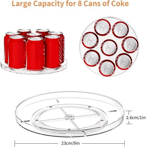 2 Pack Lazy Susan Organizer Turntable, Clear 9 Inch Rotating Organizer Tray for Cabinet Table Top, Round Non-Skid Refrigerator Lazy Susan, Kitchen Storage for Pantry Countertop Bathroom, Spice Rack in Saudi Arabia
