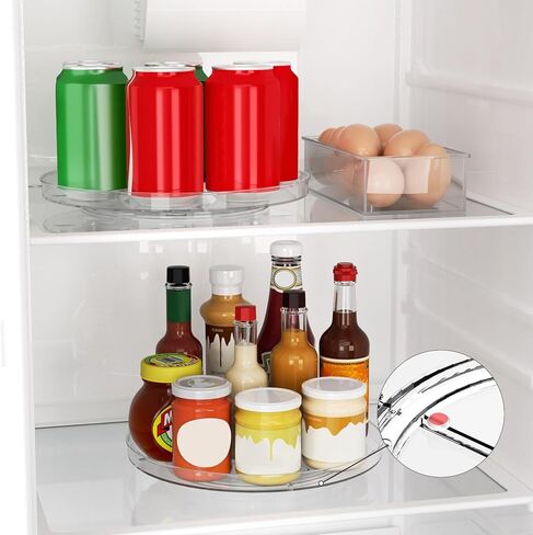 2 Pack Lazy Susan Organizer Turntable, Clear 9 Inch Rotating Organizer Tray for Cabinet Table Top, Round Non-Skid Refrigerator Lazy Susan, Kitchen Storage for Pantry Countertop Bathroom, Spice Rack in Saudi Arabia