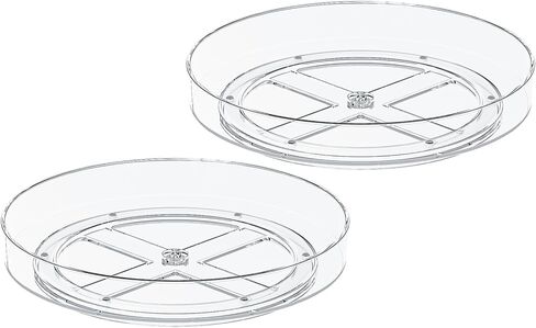 2 Pack Lazy Susan Organizer Turntable, Clear 9 Inch Rotating Organizer Tray for Cabinet Table Top, Round Non-Skid Refrigerator Lazy Susan, Kitchen Storage for Pantry Countertop Bathroom, Spice Rack in Saudi Arabia