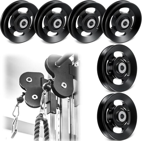 Soulchen Aluminum Pulleys for Cable Machine Set, 90mm Aluminum Alloy Bearing Gym Pulley Wheel for Home Gym Equipment Exercise Machine Pulldown Attachments in Saudi Arabia