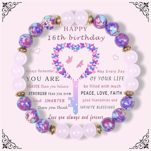 Gifts for Women Men Birthday Natural Stone Bracelet, Present for Woman Daughter, Best Friend, Daughter in Law, Sister, Son, 21st, 16th Birthday Christmas Gifts for Her Him in Kuwait