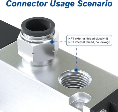AIRZOE ادفع لتوصيل التركيبات 3/8 بوصة أنبوب OD × 1/4 بوصة خيط NPT، ادفع في وصلة هوائية مشتركة تركيبات سريعة، PC 3/8 بوصة -N02 (10 قطع) in Kuwait