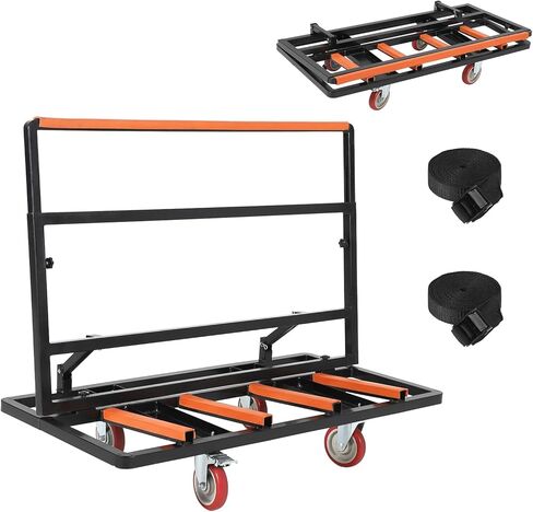 Drywall Cart Dolly w/ 5" Swivel Casters,2000 LBS Load Capacity, Foldable Panel Truck Cart with Adjustable Handle & Tie-Down Strap for Handling Plywood, Plasterboard, Glass in Saudi Arabia