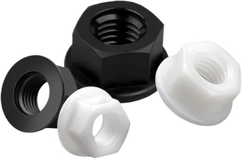 Nylon Flange Plastic Nut, 50pcs Hex Head Locking Nuts(Black,M12) in Saudi Arabia