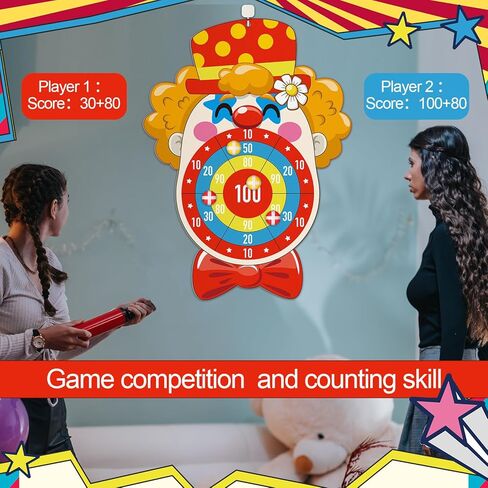 Carnival Circus Dart Board Game Birthday Party Decoration Set with 6 Sticky Balls Felt Cloth Circus Theme Party Decorations Fun Outdoor & Indoor Activities Family Game for Birthday in Saudi Arabia