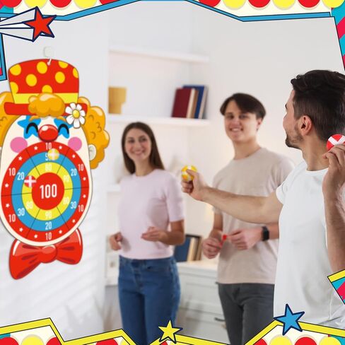 Carnival Circus Dart Board Game Birthday Party Decoration Set with 6 Sticky Balls Felt Cloth Circus Theme Party Decorations Fun Outdoor & Indoor Activities Family Game for Birthday in Saudi Arabia