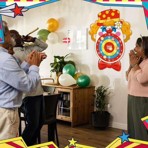 Carnival Circus Dart Board Game Birthday Party Decoration Set with 6 Sticky Balls Felt Cloth Circus Theme Party Decorations Fun Outdoor & Indoor Activities Family Game for Birthday in Saudi Arabia