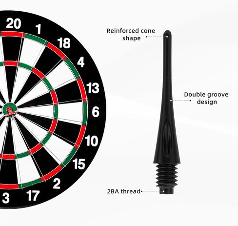 300 Pack 2BA Thread Soft Dart Tips, Durable Nylon Replacement Dart Points Break Resistant Soft Tip Darts Accessories Set for Electronic Dartboards (Black) in Saudi Arabia