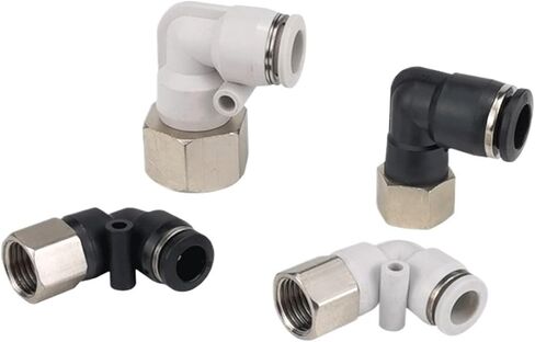 هوائي القصبة الهوائية المقابس السريعة موصل 90 درجة موضوع داخلي الكوع أبيض وأسود على شكل حرف L الزاوية اليمنى PLF6-01/8-02 1 قطعة (BlackPLF12-02) in Kuwait