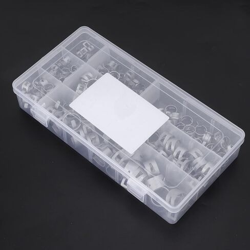 مشابك خرطوم 304 من الفولاذ المقاوم للصدأ مشبك زنبركي خط الوقود مشابك أنابيب البنزين مضادة للصدأ لأنابيب الوقود البنزين محركات صغيرة خراطيم الهواء فضية 160 قطعة 8 مقاسات in Kuwait