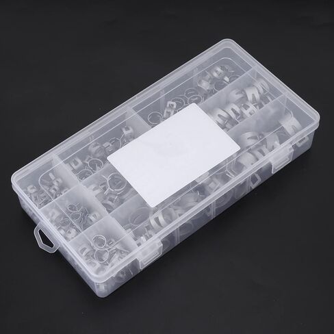 مشابك خرطوم 304 من الفولاذ المقاوم للصدأ مشبك زنبركي خط الوقود مشابك أنابيب البنزين مضادة للصدأ لأنابيب الوقود البنزين محركات صغيرة خراطيم الهواء فضية 160 قطعة 8 مقاسات in Kuwait