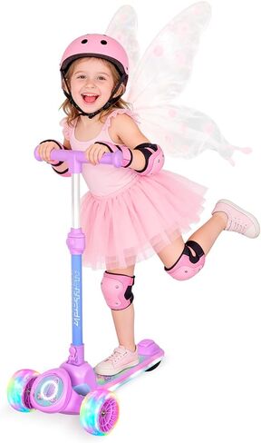 سكوتر Nattork للأطفال مع عجلات مضيئة، وسطح ومصباح أمامي، وسطح عريض مضاد للانزلاق ومقبض على شكل حرف T مع فرامل قدم خلفية، سكوتر ثلاثي العجلات بارتفاع قابل للتعديل للأطفال من سن 3 سنوات فما فوق وما يصل إلى 220 رطلاً in Kuwait