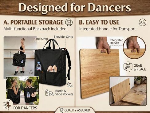 أرضية رقص الحنفية المحمولة، لوحة حنفية قابلة للطي مع حقيبة حمل لممارسة رقص الحنفية في المنزل، بلاط وأرضية رقص احترافية في الهواء الطلق للراقصين in Kuwait